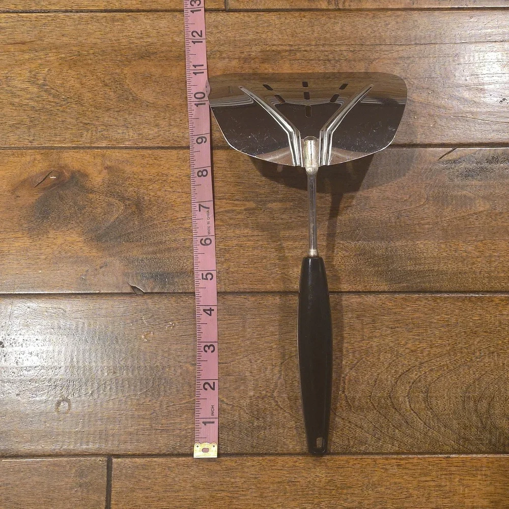 Foley Stainless Steel Black Nylon Handle Wide Slotted Curved Spatula Turner‎